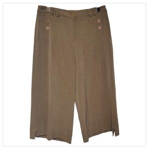 Tribal Brown Cropped Pants Women’s 4 Wide Leg Button Detail Capri